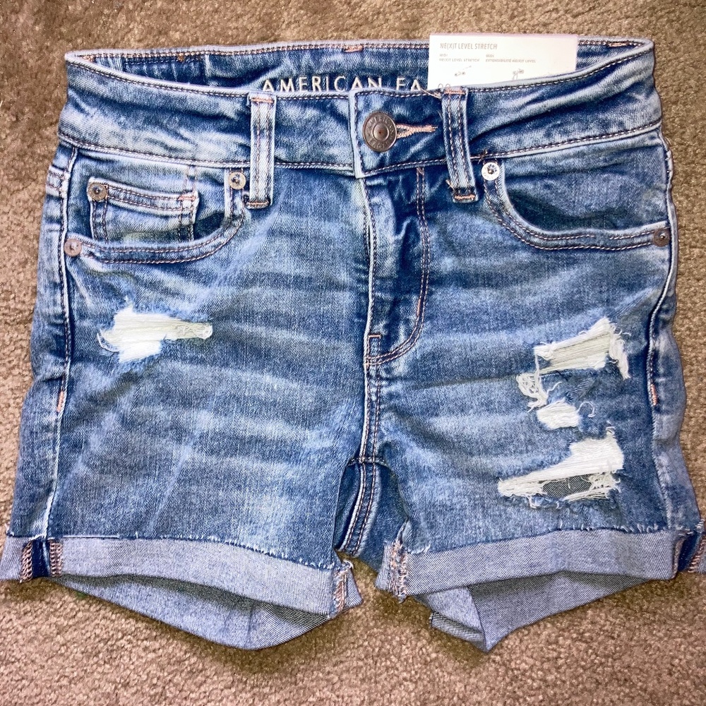 NWT American Eagle NE(X)T LEVEL STRETCH MIDI SHORTS - SIZE 00 24W